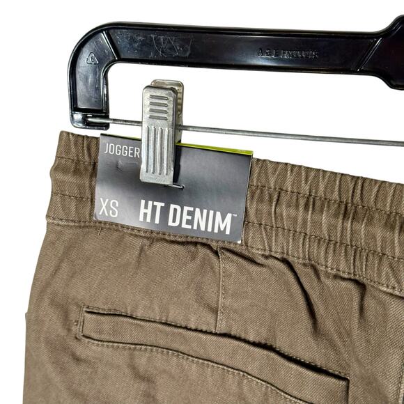 Hot Topic NWT Men's XS HT Denim Brown Jogger Shorts Drawstring Raw Hem Comfort - Picture 10 of 12